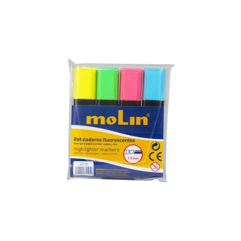 Surligneur Molin fluo pouchette de 4