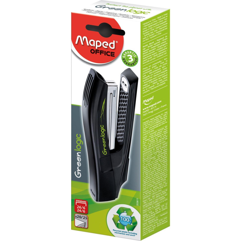 Maped - Agrafeuse Full Strip Greenlogic - Ecologique et Economique - Compatible Agrafes 24/6 et 26/6 - Noir Maped - Agrafeuse Full Strip Greenlogic - Ecologique et Economique - Compatible Agrafes 24/6 et 26/6 - Noir