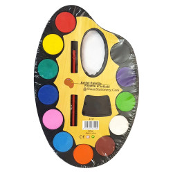 Palette de peinture d'artiste avec 12 nuances de gâteau et pinceau