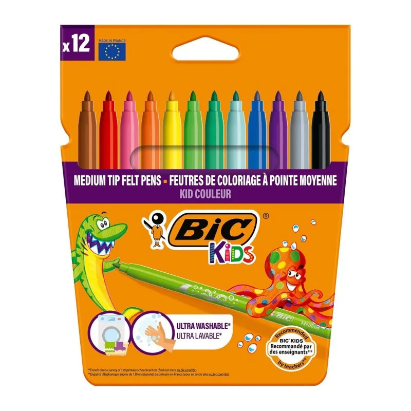 Pochette 12 feutres BIC KIDS Kid couleurs assorties Pochette 12 feutres BIC KIDS Kid couleurs assorties