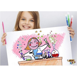 BIC Kids Kid Couleur Feutres de Coloriage à Pointe Moyenne - Couleurs Assorties, Etui Carton Format Spécial de 24