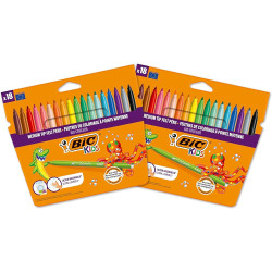BIC Kids Kid Couleur Feutres de Coloriage à Pointe Moyenne - Couleurs Assorties, Etui Carton Format Spécial de 24